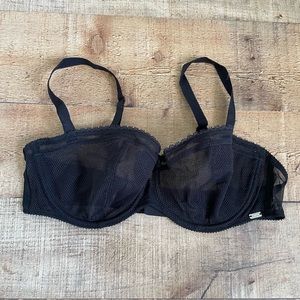 Chantelle Demi Cup Lace Bra Black Womens Size 30B